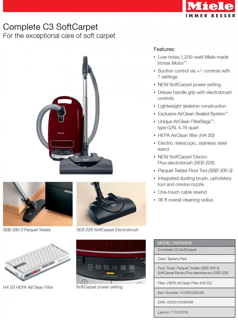 New SoftCarpet canister vacuum